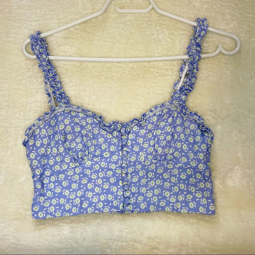 Zara Blue Floral Crop Top